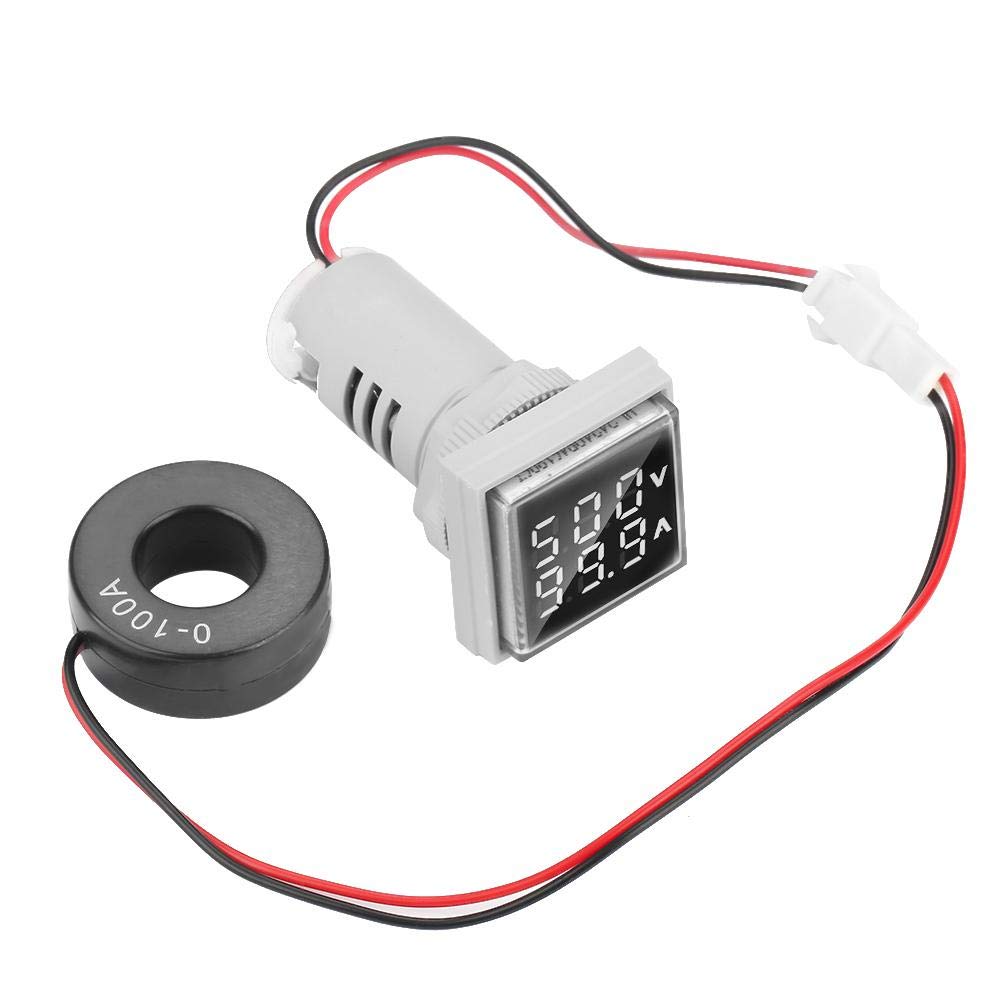 Digital Voltage Current Meter LED Display for Car Motorcycle 22mm 0-100A White Ammeter Monitor