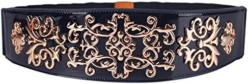 Hollow,Flowers,Metal Buckle, Decorative Obi/ Broad And His Waist/Ladies Leather Belt/Elastic Waistband-A 70cm(28inch)