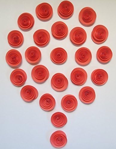 Set of 24 Coral Roses, Salmon Paper Flowers, Girl Baby Shower Decoration, 1.5" Rosettes, Wedding Decorations, Tea Party Supplies, Sweet 16 Theme