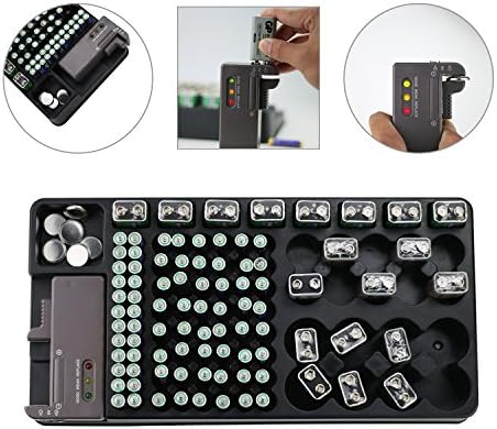 Battery Organizer Storage Rack with a Removable Battery Tester Holds 120 Batteries Various Sizes (120-holder)