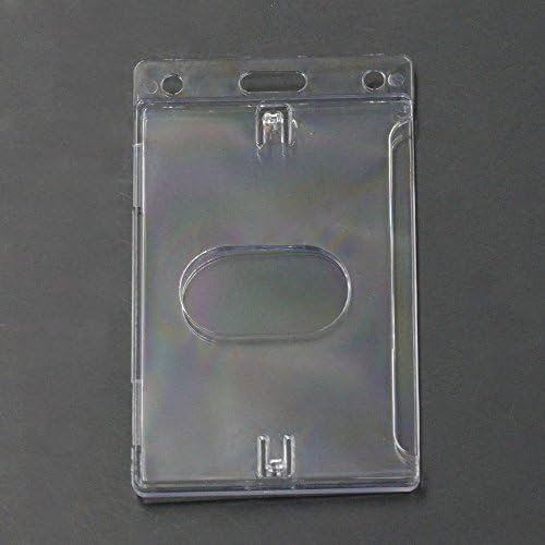 5 Pcs ID Card Badge Holder Hard Plastic Clear Thumb Business For Reel strap lanyard Choice