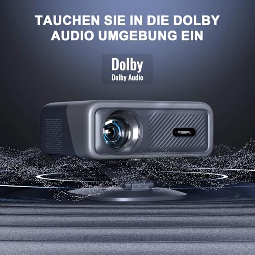 Smart Projector 4K 【Official Apps & Dolby Audio】4200 ANSI Video Projector, Auto Focus & Trapezoidal Correction, VISSPL 1080P Full HD WiFi6 Bluetooth Home Cinema / Outdoor Projector with 360° Holder