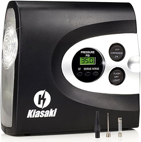 2018 Premium Digital Tire Inflator for Car W/Pressure Gauge - Portable Air Compressor - Electric Auto Pump | Easy to Store - Auto Shut Off - 12V DC - 3 Attachments – Bonus Carrying Case