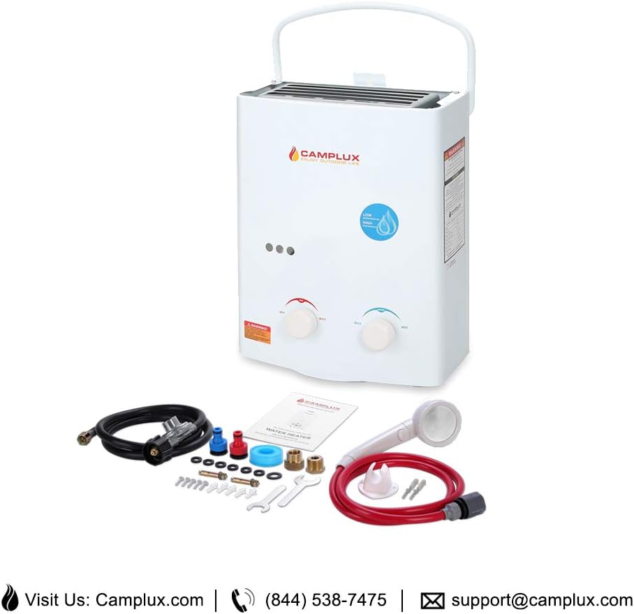 Camplux 5L 1.32 GPM Outdoor Portable Propane Tankless Water Heater - - 