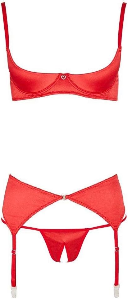 Cottelli Collection Shelf Bra Set Sexy Lingerie, Red