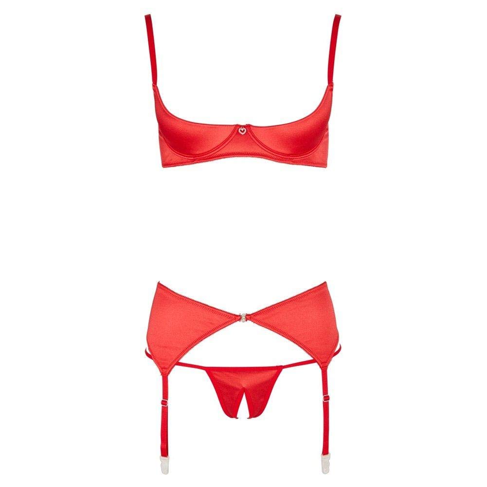 Cottelli Collection Women's 22209623321 Cottelli Collection Shelf Bra Set red Sexy Lingerie for women, (Rosso 001), 14 16 Manufacturer size 80 C M UK