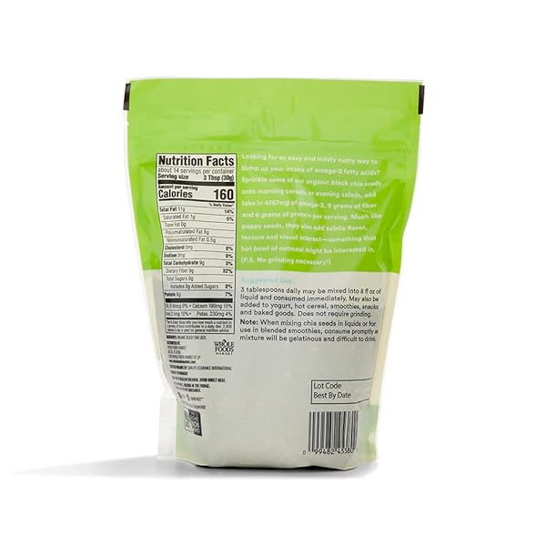 365 BY WHOLE FOODS MARKET, ORGANIC BLACK CHIA SEEDS, 15 OUNCE
