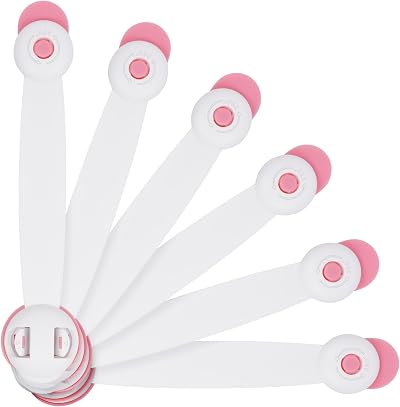 Vicloon Child Safety Cupboard Locks 6 Pcs No Screws 3M Adhesive Pink