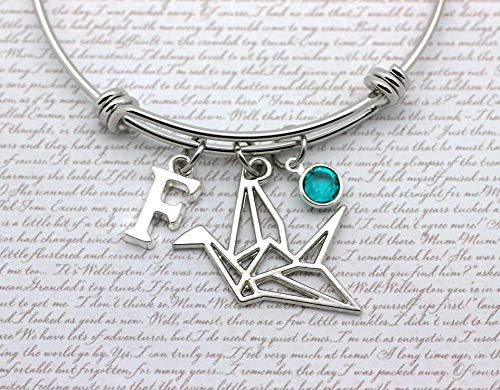 Origami Crane Charm Bangle, Crane Charm, Prison Break Gift, Hope Jewelry, Healing Bracelet