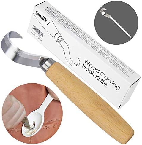 Wood Carving Hook knife -164 & 420 J2 Stainless Steel Blade for Carving Spoons Bowls kuksa and Cups Basic Crooked Knife Rockwell Hardness 60 for Professional Spoon Carvers and Beginners - Right Handed