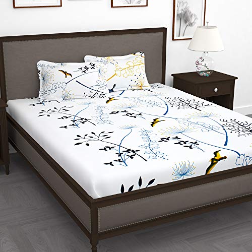 Story@Home Bedsheet for Double Bed | 100% Cotton, 210TC, White & Black, Floral, Includes 1 King Size Bedsheet Cotton (270 x 270 cm) & 2 Pillow Covers (46 x 69 cm). Perfect for Festive Gifting! 1 Story@Home Bedsheet for Double Bed | 100% Cotton, 210TC, White & Black, Floral, Includes 1 King Size Bedsheet Cotton (270 x 270 cm) & 2 Pillow Covers (46 x 69 cm). Perfect for Festive Gifting!