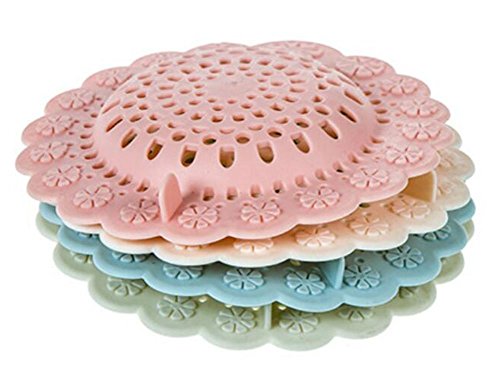 Shower Filter, 4 Pack Tub Drain Protector Silicone Flower Shape Drain Cover Hair Catcher/Strainer/Snare for Showers or Bathtubs