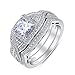BL Jewelry Sterling Silver 3 Pieces Princess Cut Cubic Zirconia Crisscross Infinity Engagement Wedding Ring Set
