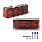 Wellmax 12V LED Trailer Lights, Submersible and Waterproof Low Profile Rectangular Tail Lights for RV, Marine, Boat, Trailers