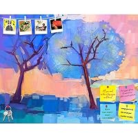 ArtzFolio Abstract Trees in Blue Printed Frameless Bulletin Board Notice Pin Board 25.3 X 20Inch