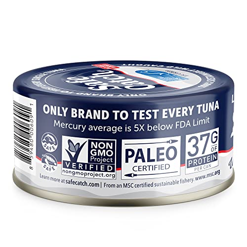 Safe Catch Wild Albacore Tuna Canned No Salt Added Low Mercury Can Tuna Fish GlutenFree Keto