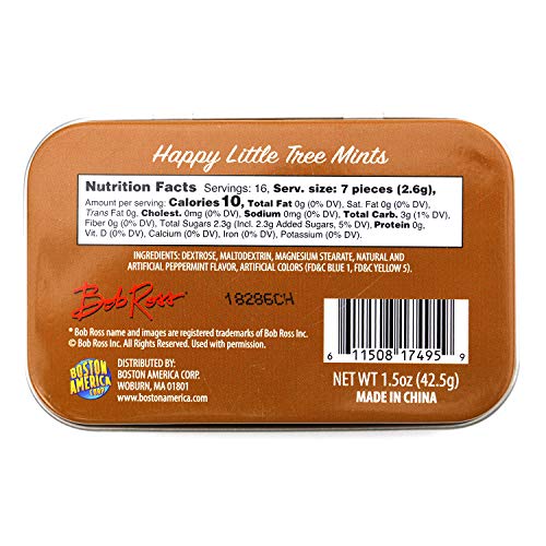 image for Bob Ross Happy Little Tree Mints Tin Candy (2 Pack) Peppermint Flavor 
