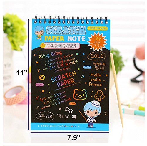 11" x 7.9" Rainbow Scratch Paper Note with Wooden Stylus, 10 Pages