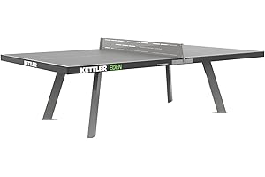 KETTLER Eden Weatherproof Stationary Outdoor Table Tennis Table with Galvanized Steel Legs and Permanent Net and Post System