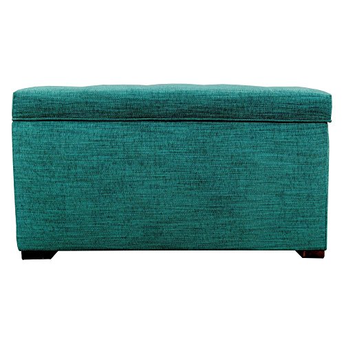 MJL Furniture Designs Angela Collection Button Tufted Upholstered Lift Top Medium Sized Bedroom Chest Storage Trunk, Belfast Series, Turquoise