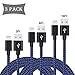 Lightning Cable,[3 Pack] Peslleey iPhone Charger to USB Syncing and Charging Cable Data Nylon Braided Cord Charger for iPhone 8/8 Plus7/7 Plus/6/6 Plus/6s/6s Plus/5/5s/5c/SE(Blue+Black).