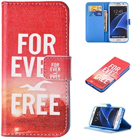 KMETY Seagulls PU Leather Wallet Type Magnet Design Flip Case Cover Credit Card Holder Pouch Case for Samsung Galaxy S7 EDGE and one gifts