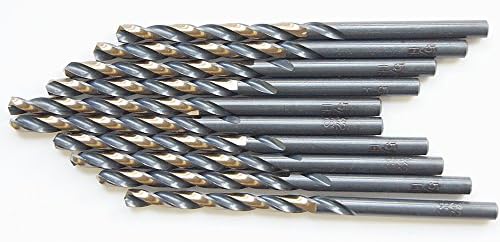 DRILLFORCE 10 PCS,3/16 ", HSS Jobber Length Black and Gold Coated Twist Drill Bits, Metal drill, ideal for drilling on mild steel, copper, Aluminum, Zinc alloy etc. Pack in Plastic Bag