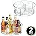 mDesign Deep Lazy Susan Turntable Storage Food Bin Container - Divided Spinning Organizer - 5 Sections - for Kitchen Cabinets, Pantry, Refrigerator, Countertops - BPA Free, 2 Pack - Clear