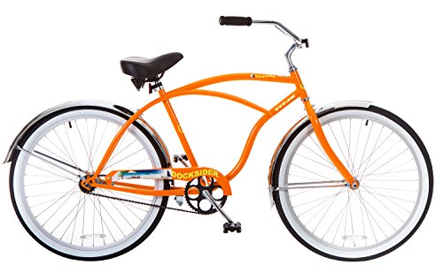 Titan Docksider Men’s Beach Cruiser Single-Speed Bicycle, 18″ Frame, 26″ Wheels, Tangerine,