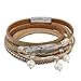 GelConnie Wrap Leather Bracelets for Women Feather Boho Bracelets Pearl Stacked Bracelet Multi-Layer Bracelets Leather Cuff Bracelet for Women, Big Sister, Mom