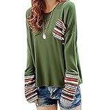 Myobe Women's Long Sleeve with Thumb Holes Shirts Boho Pocket Loose T Shirts