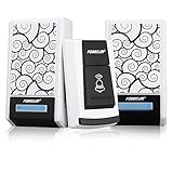 Smart Wireless Doorbell Waterproof with Two Receivers DC Door Bell 36 Chimes 100m Range for Home Office (Forecum5, 1 Button and 2 Plugin Receiver)