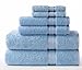 COTTON CRAFT Ultra Soft 6 Piece Towel Set - 2 Large Bath Towels, 2 Hand Towels, 2 Washcloths - Absorbent 580 GSM Quick Dry Everyday Luxury Hotel Bathroom Spa Gym Shower Pool - 100% Cotton - Light Blue