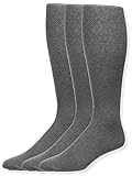 JRP Men's Knee Length Flat Extra Soft Cotton Knit Dress Socks - 3 Pack - Charcoal (11-13)