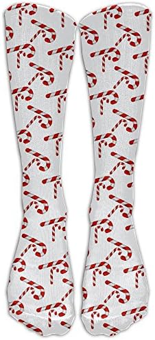 DaSOC Christmas Candy Cane Pattern Unisex Novelty Knee Socks Athletic Tube Stockings One Size