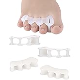 2 Pair Bunion Toe Separators Toe Spacers for Feet Women Men to Correct Their Toes, Foot Alignment, Silicone Toe Spreaders Toe Straightener for Hammertoe, Curled Toes (M, 2 Firm+2 Soft)