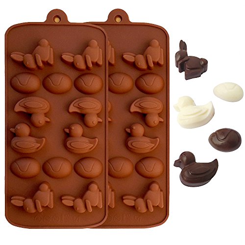 2-Pack Bunny Duck Egg Molds - Mold Easter Sunday Silicone Molds for Chocolate, Ice Cube, Jello, Hard Candy, Gummy