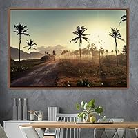 Framed Canvas Wall Art Palm Tree Colorful Cool Group Multicolor Photography Places Realism - 16x24 inches