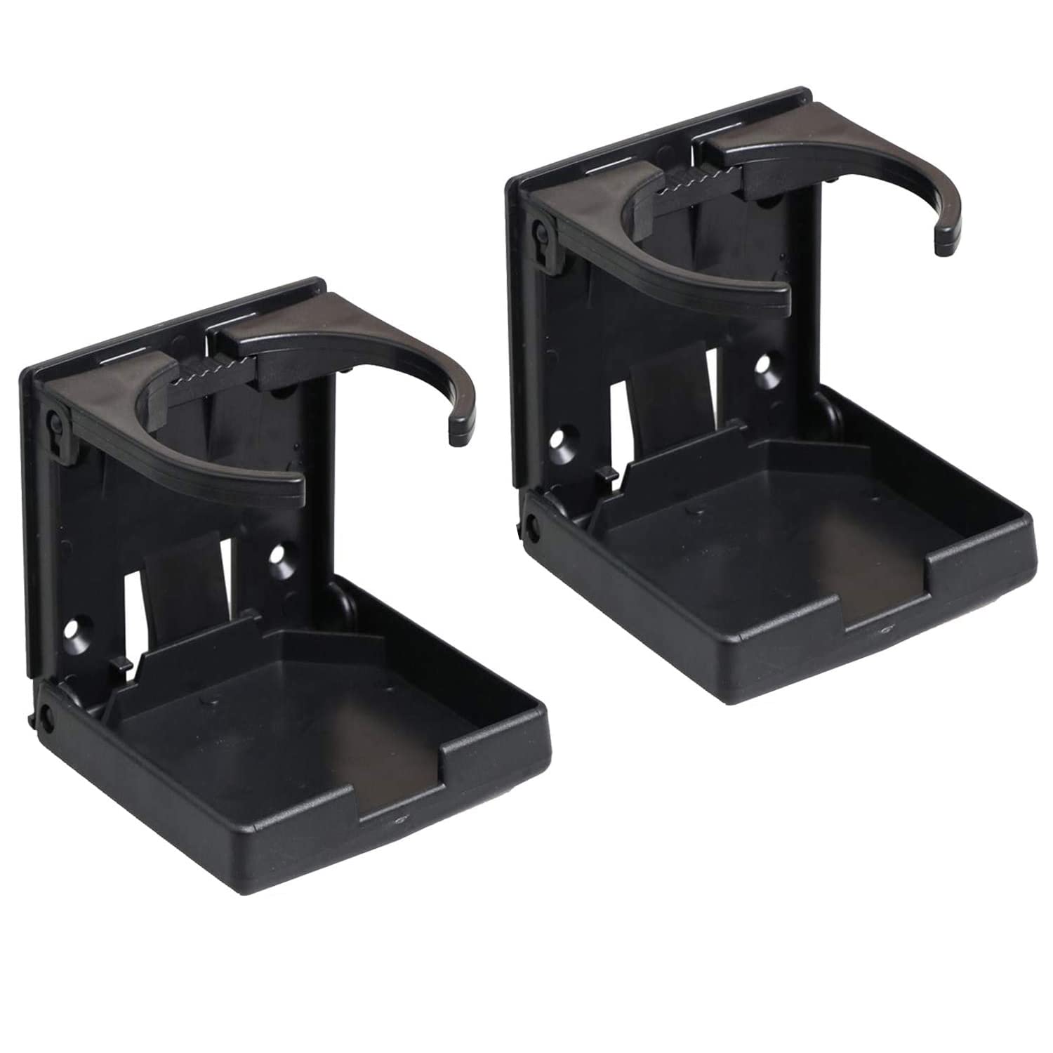 2pcs Adjustable Folding Cup Drink Holder with Screws and Tapes, Adjustable Automotive Cup Holders for Car TRUCK BOAT VAN. (Black)