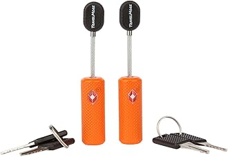 TravelMore2 Pack TSA Approved Luggage Locks with Keys for Travel – Flexible Ultra Secure Mini Key Padlock & Metal Zinc Alloy Material – Orange