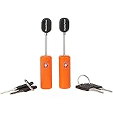 2 Pack TSA Approved Luggage Locks with Keys for Travel – Flexible Ultra Secure Mini Key Padlock & Metal Zinc Alloy Material – Orange