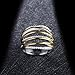 Mytys 2 Tone Gold and Silver Band Chunky Ring Twist Crystal Fashion Wide Statement Rings(9)
