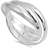 Triple 3mm Rolling Wedding Ring New .925 Sterling Silver Stacked Band Sizes 4-13