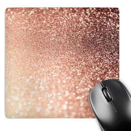 3dRose Mouse Pad Luxury Sparkle Copper Gold Metallic Faux Glitter Print, 8 x 8"…