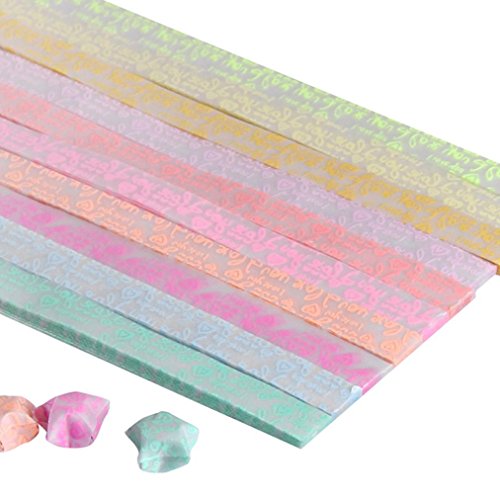 SUPPION Luminous Stars Origami Papers Pattern Folding Paper Strips Glows in The Dark 10 Colors 300 Sheets