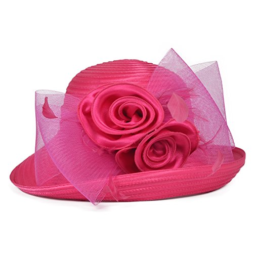 Original One Women's Cloche Bowler Hats KDC1701 for Kentucky Derby Day, Church, Wedding, Tea Party and More Formal Occasion (Fuschia) - Thumbnail 4