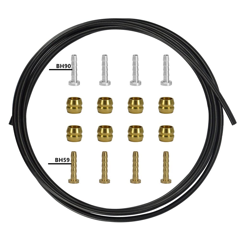 Photo 1 of CYSKY Bike Hydraulic Brake Hose Kit 2500mm for Shimano BH59 BH90 Sram Avid System, Included 8 Bike Brake Olive and 8 Brass Connecting Insert (Black)