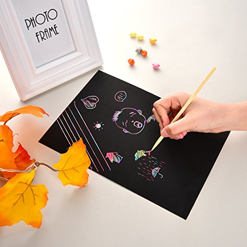 image for Frienda 20 Pieces Scratch and Sketch Art Papers Notes Rainbow Drawing 