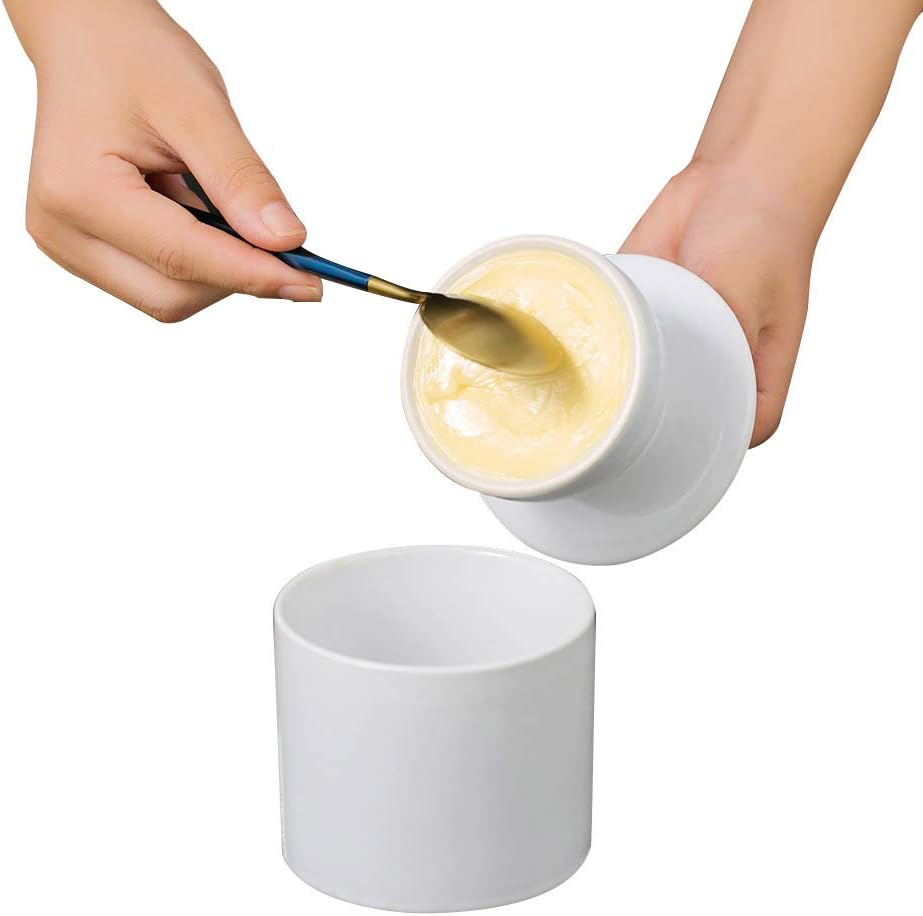 ACECITY Porcelain Butter Keeper Crock, Perfect French Butter Dish with Lid Butter Container for Soft Butter Non Glass Non Plastic (White)