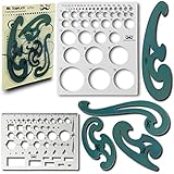 Mr. Pen- French Curve and Template Ruler Set (6 Pc), Stencils, Drawing Template for All Purposes, Circle Template (Small and Large), French Curve Set (Transparent), Template Ruler, Square Template